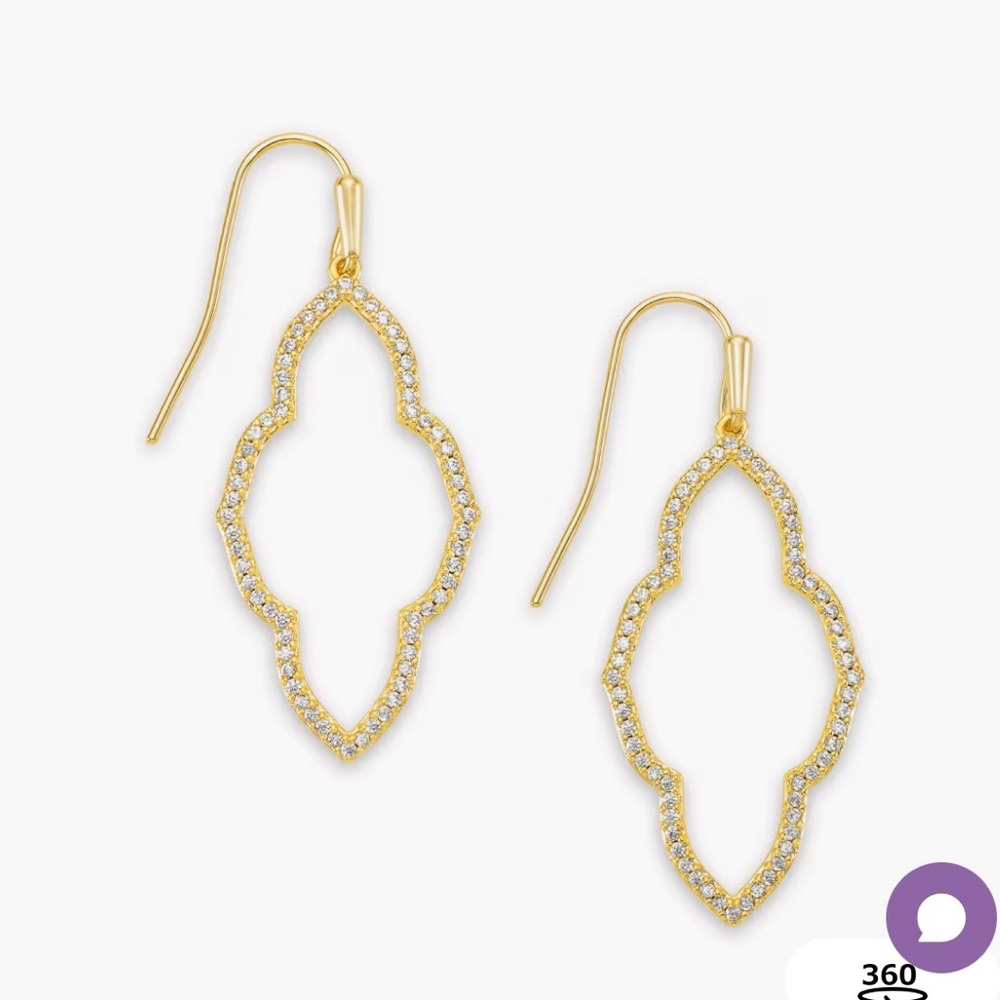 Kendra Scott Abbie Gold Small Open Frame Earrings in White Crystal